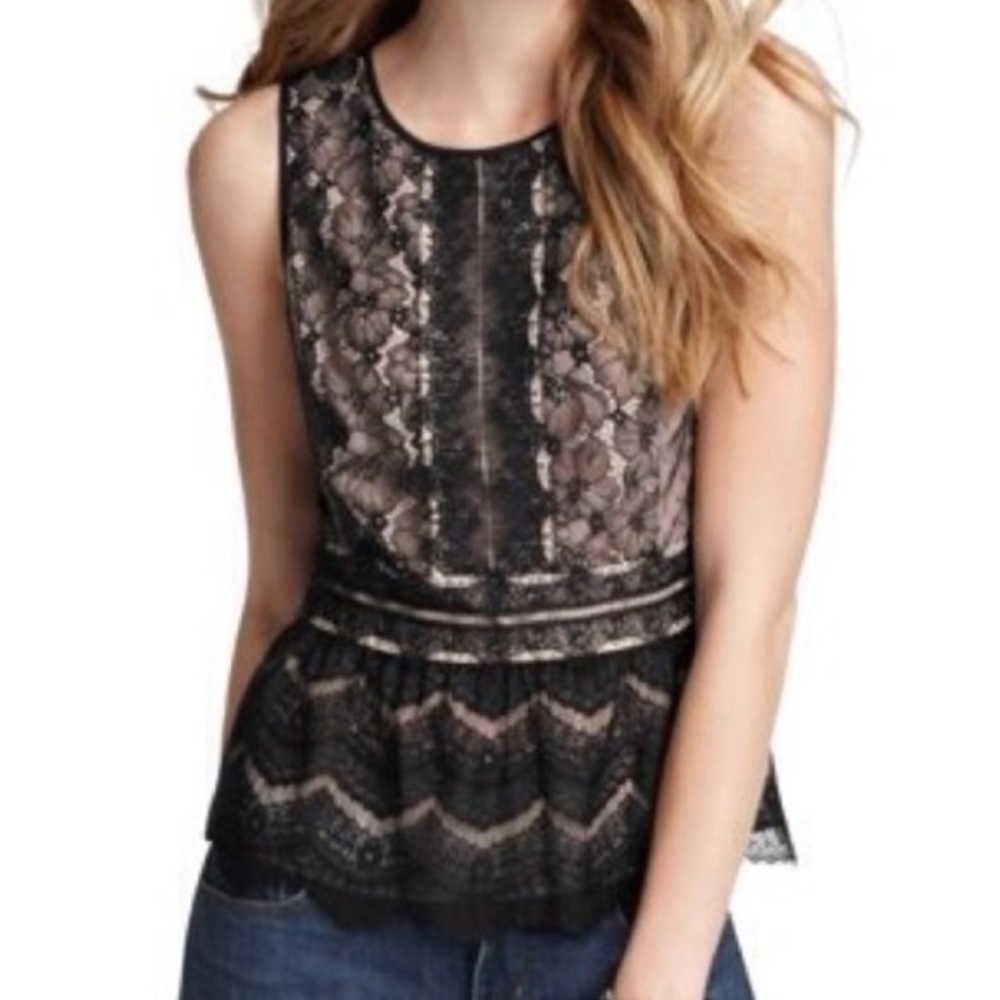EUC Loft black lace and nude tank. Size 18